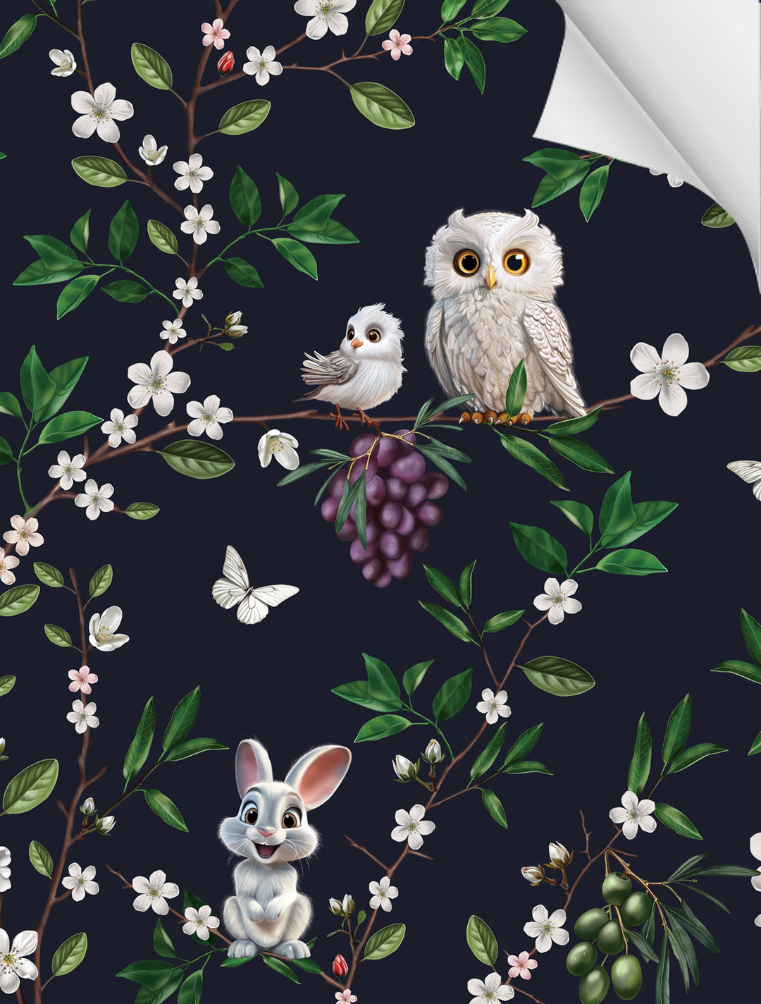 Witch and Watchman | Kawaii Navy Luxury Wallpaper Sample, image size:1080x1424