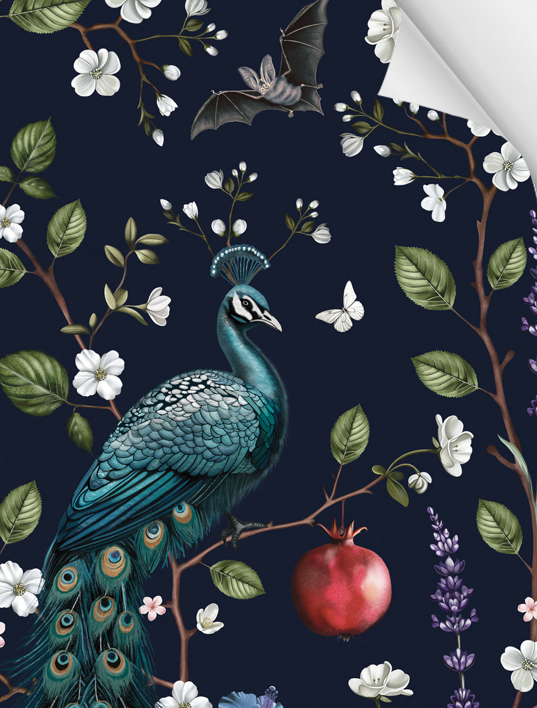 Witch and Watchman | Nocturne Midnight Luxury Wallpaper Sample, image size:1080x1424