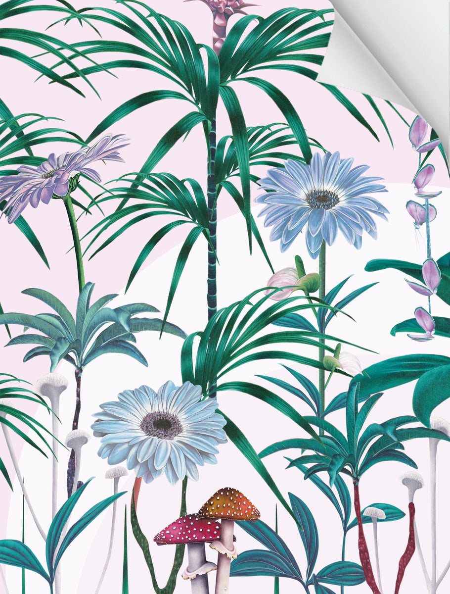 Witch and Watchman | Angeleno Rose Repeating Mural Wallpaper Sample