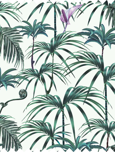 Witch and watchman Elysian Palms green tiki tropical Fabric closeup