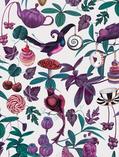Witch and watchman belladonna light whimsical bird wallpaper closeup
