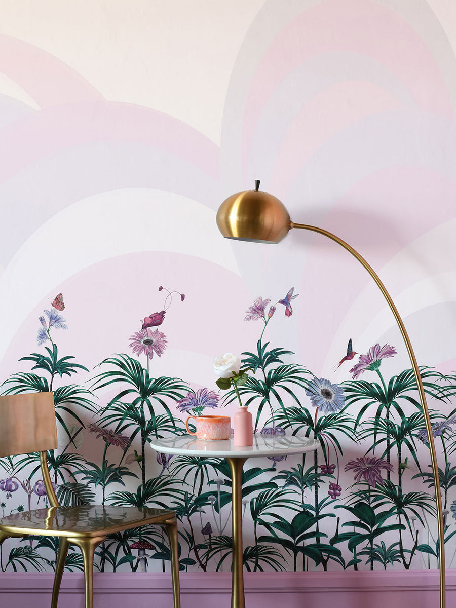 Luxury Tropical Wallpaper Mural - Hand-Painted Garden with Flowers